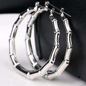 Silvery Large Bamboo Hoops. Super Stylish.